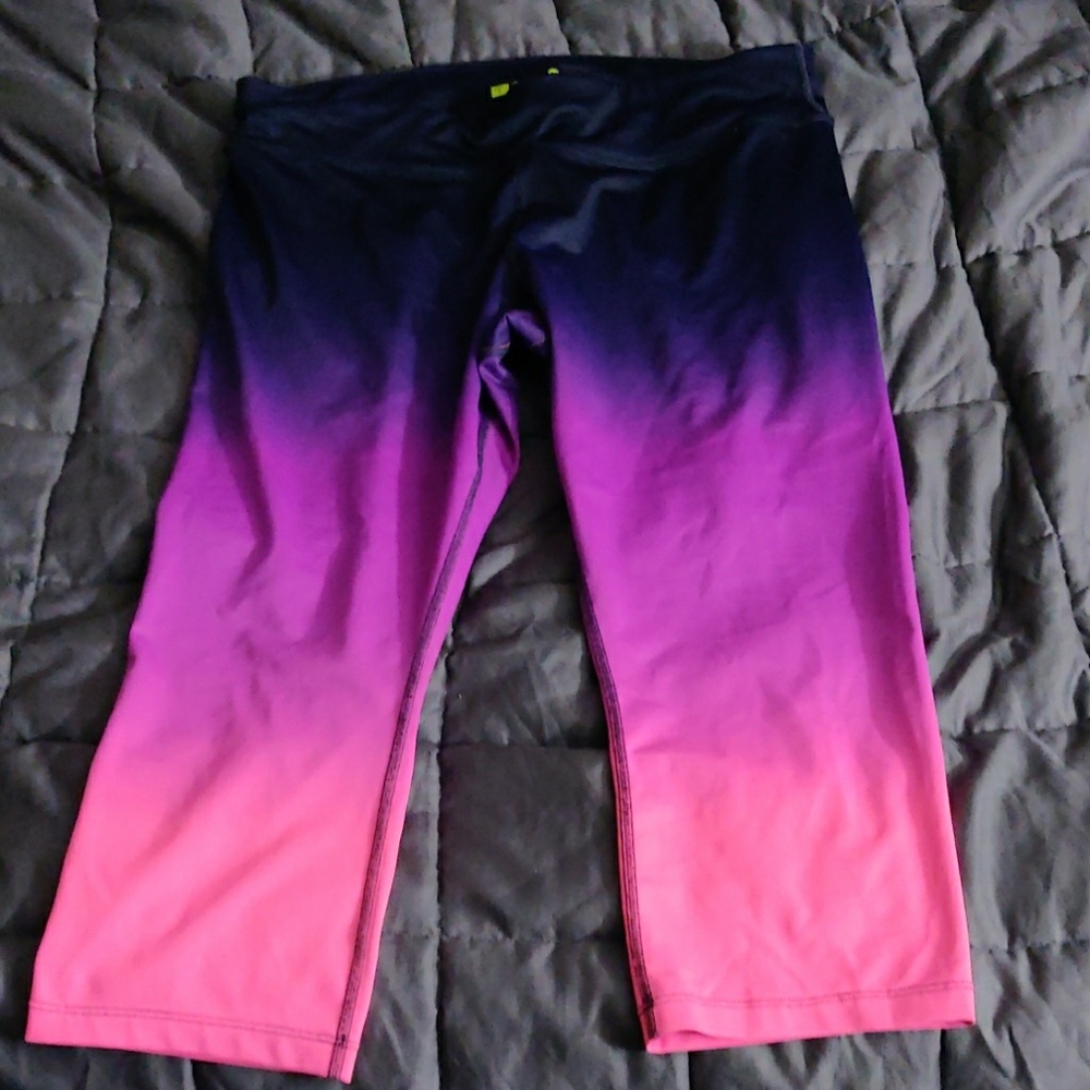 Ombre Capri workout leggings pants, L, pink